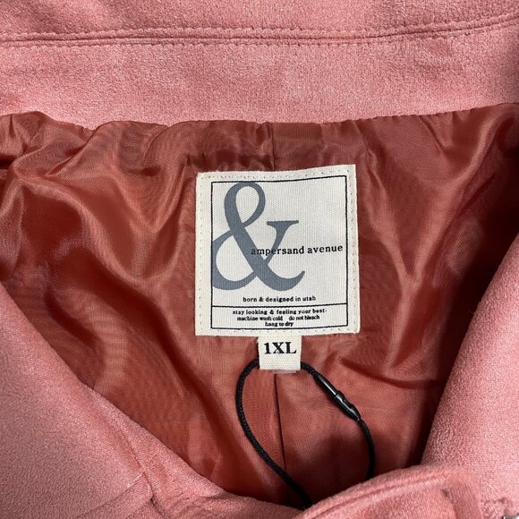 AMPERSAND AVENUE MOTO JACKET PINK ROSE WOMENS XL VEGAN SUEDE ZIP CLASSIC NWT - Picture 3 of 10